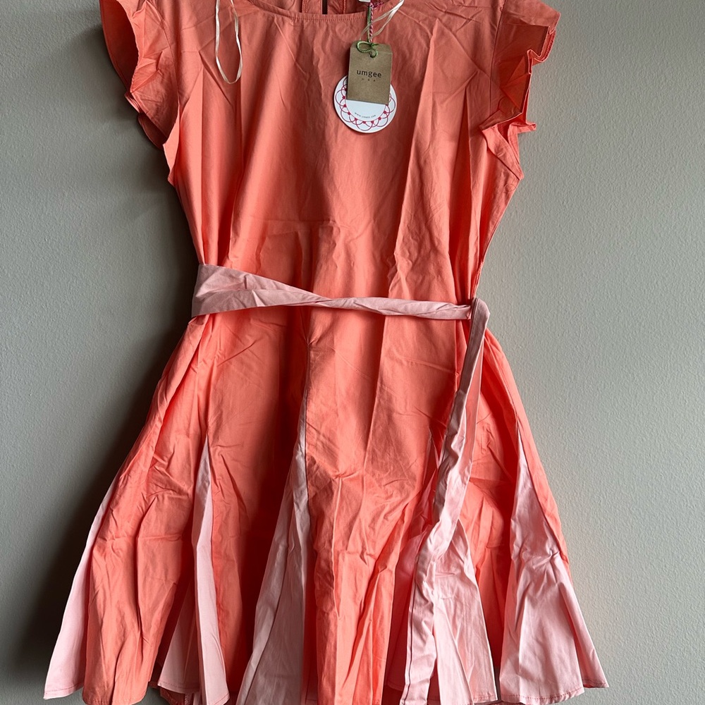 Umgee Coral Pink Mini Dress with Contrast Panels